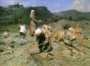 Nikolay Bogdanov-Belsky Poor Collecting Coal oil painting